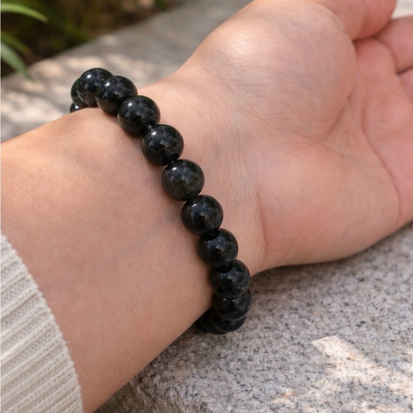 Other - Silver Sheen Obsidian 8mm Gemstone Bracelet Protection Energy Healing Unisex